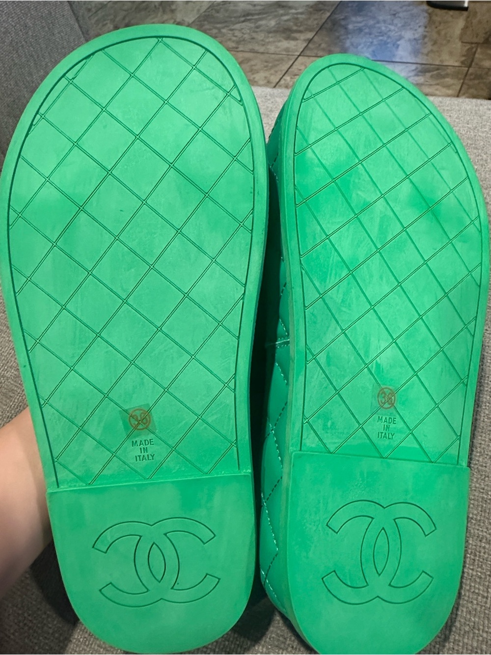 Quilted Slide Sandals - Green size 36 - Picture 3 of 9
